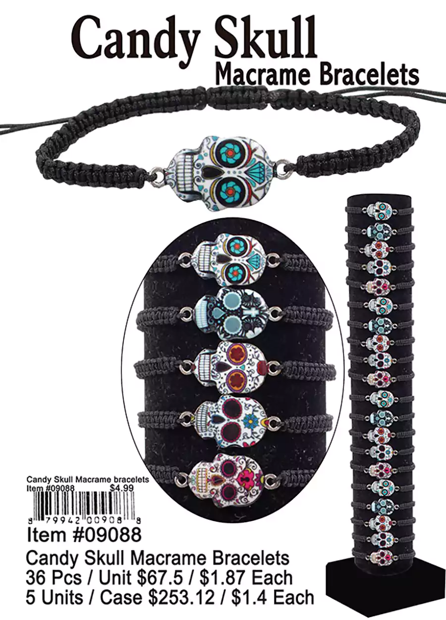 Candy Skull Macrame Bracelets